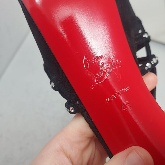 Christian Louboutin Black Suede VEGASTRASSIMA ALTA Crystal Platform Sandal - Picture 4 of 13